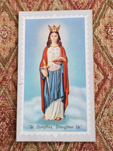Vintage Holy Prayer Card In Honor of St. Dymphna - Nervous and Mental Disease