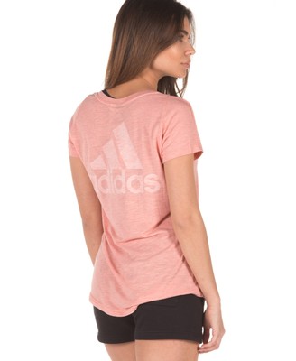 Adidas Winners T-Shirt Damen XS Rosa V-Ausschnitt Athleisure Gym-to-Street