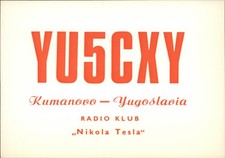 QSL radio card YU5CXY 1967 Kumanovo North Macedonia Yugoslavia Nikola Tesla