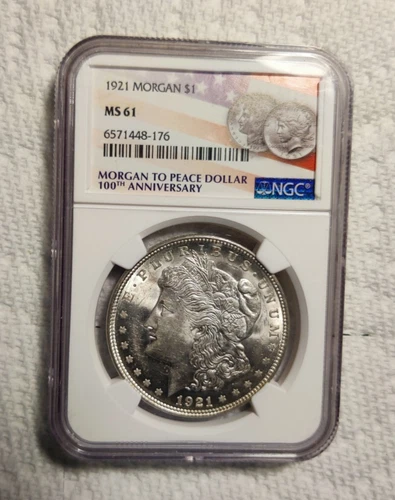 1921 Morgan silver dollar / NGC Graded MS 61
