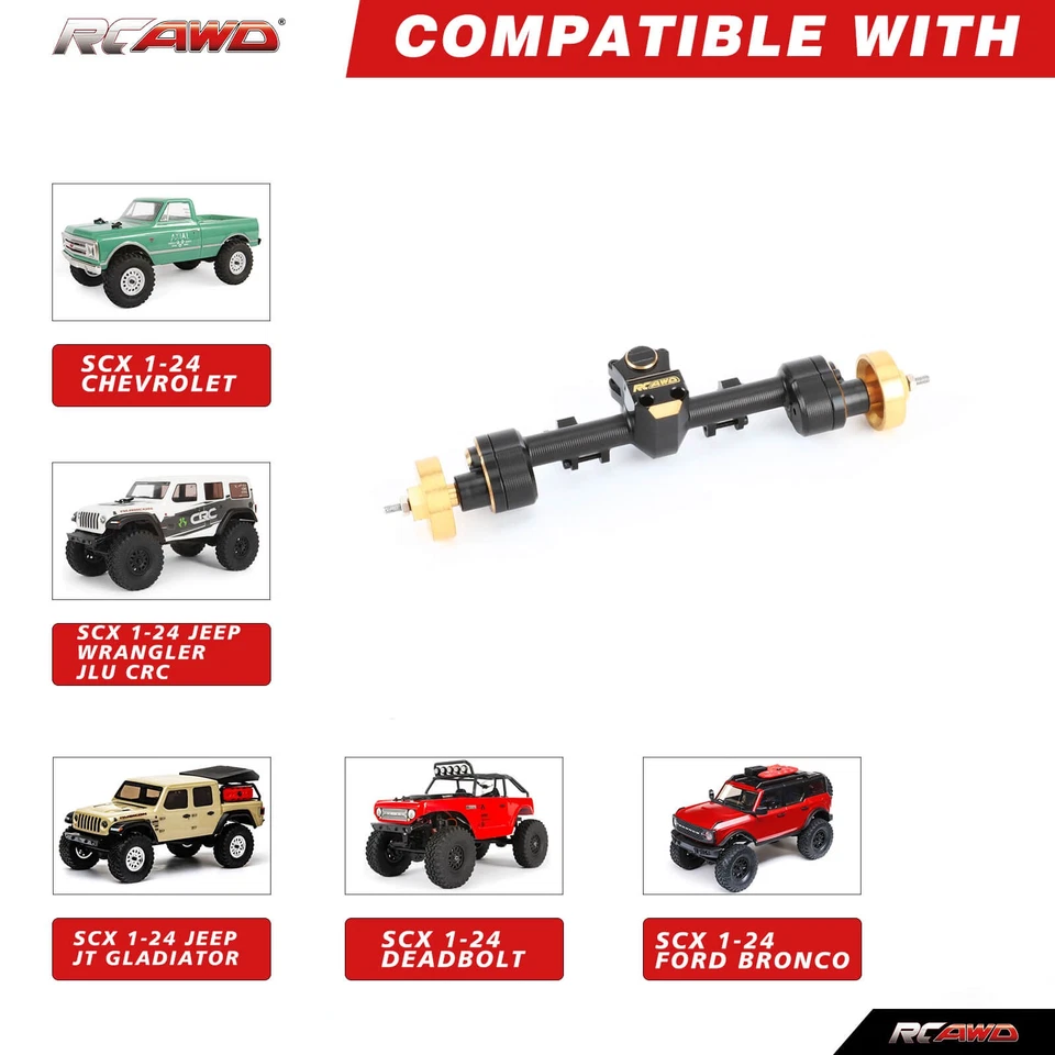 Eixo de portal traseiro de latão com eixo estendido de 6 mm engrenagem 12T para atualizações axiais SCX24 - Imagem 4 de 4