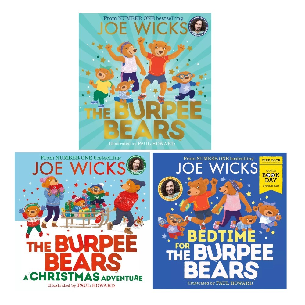 Burpee Bears Collection 3 Books Set by Joe Wicks Christmas Adventure,Bedtime NEW