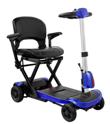 Drive Medical ZooMe Auto-Flex Folding Travel Scooter 16'' Folding Seat Blue NEW