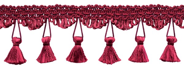 Fransenbesatz Fringe Trim TFSS0225, Farbe E10 Dunkel Weinrot, 10 Yards-image