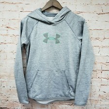 Under Armour Womens Storm Cold Gear Hoodie Sz XS Gray Thumbholes Sweatshirt