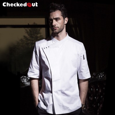 Fashion Cook Serve Short Sleeve Chef Jacket Hotel Uniform Kitchen
