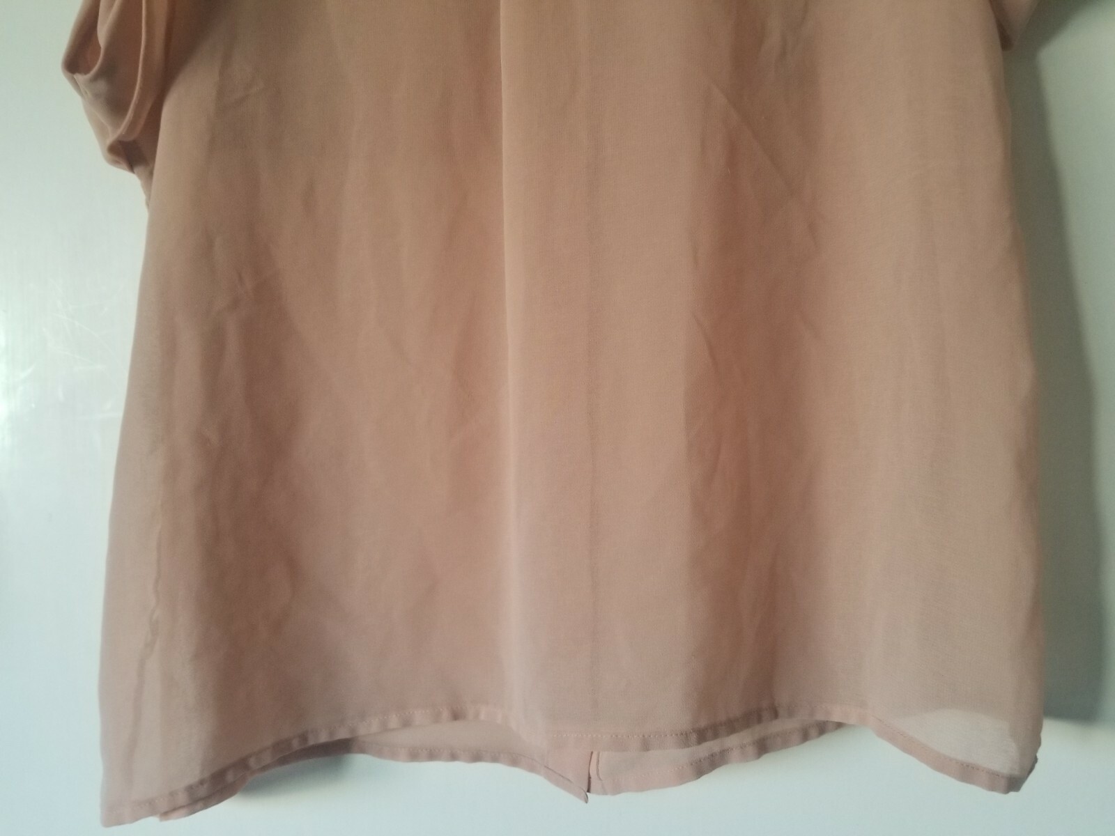 CAbi Solid Basic Brown Sheer Short Sleeve Button … - image 9