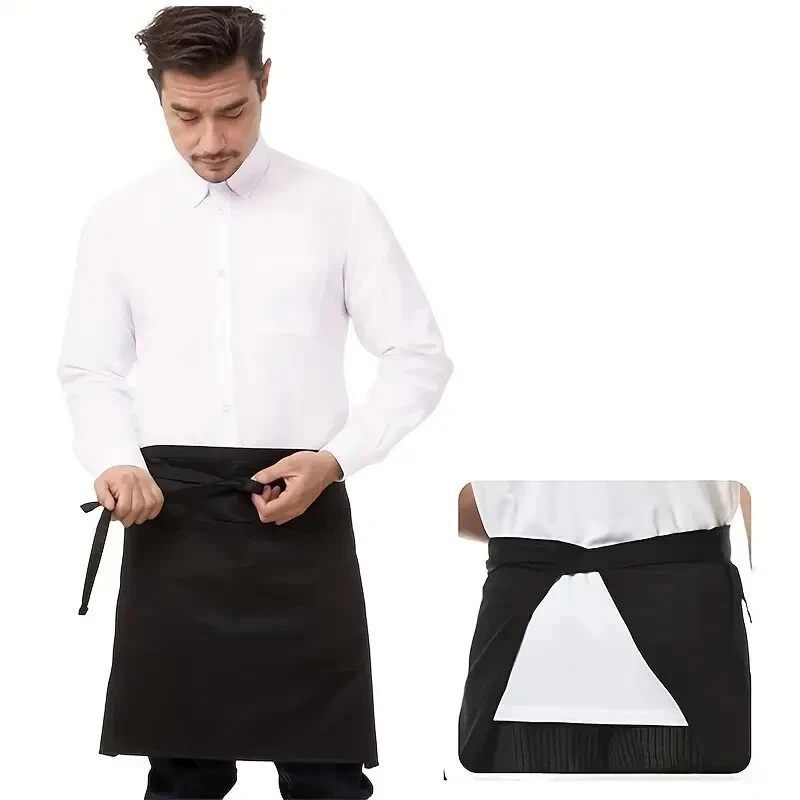 GREMBIULE DA LAVORO PER CAMERIERE BAR RISTORANTE CON 3 TASCHE DA CUCINA  CUOCO - Immagine 3 di 4