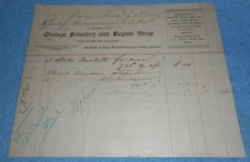 1899 Orange Foundry Repair Shop TX Billhead Gulf Beaumont & Kansas City Railway