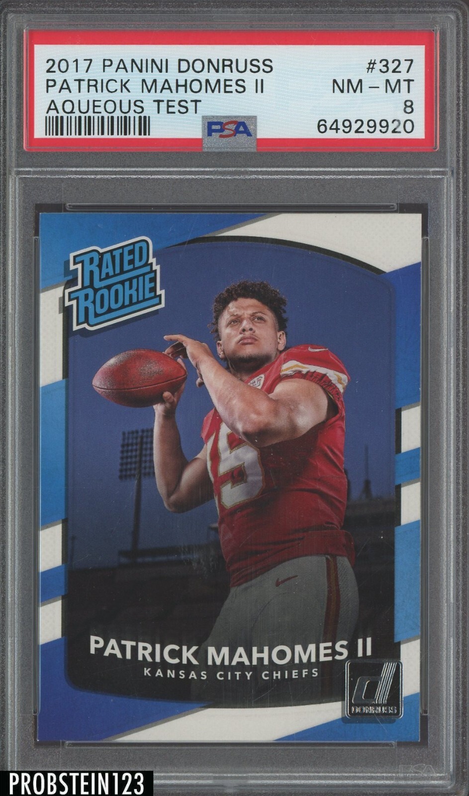 Patrick Mahomes Panini Donruss #327 Aqueous Test