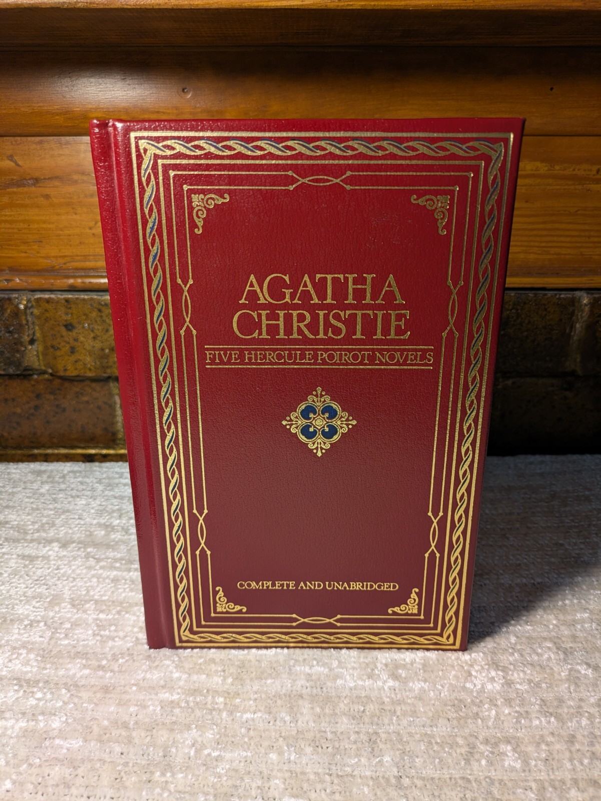 Vintage 1980 Leatherbound Agatha Christie Five Hercule Poirot Novels Chatham River Press