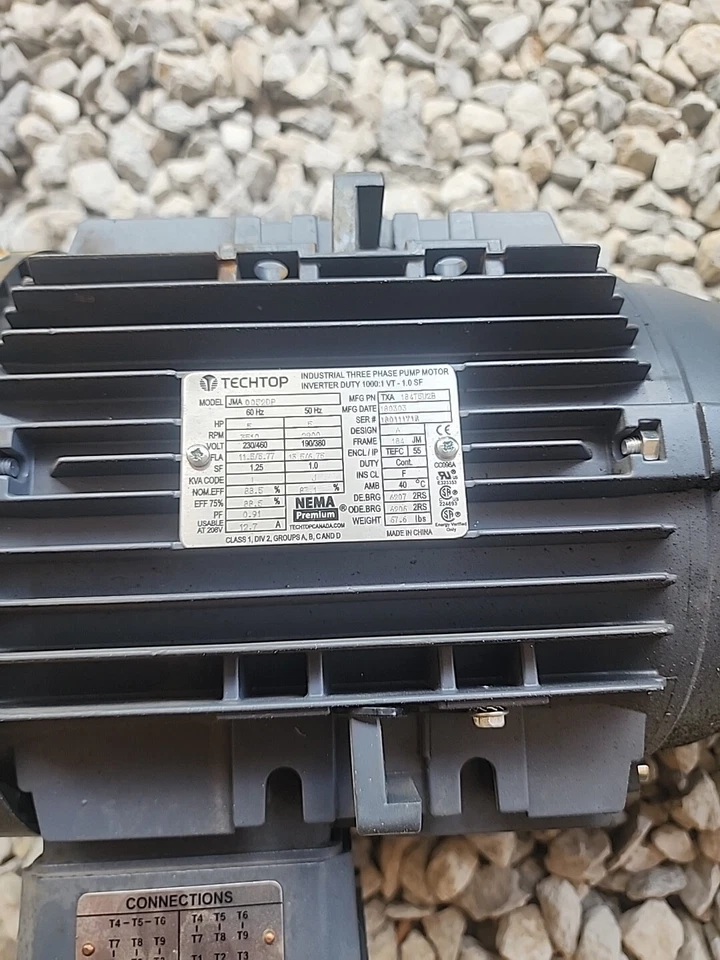 Techtop 3ph Pump Motor JMA0052DP 5HP 230/460V - Image 2 of 4