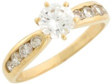 10k or 14k Real Yellow Gold White CZ Lovely Sweet Ladies Engagement Ring