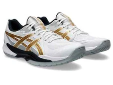 ASICS POWERBREAK FF 1071A101 101 White Rich Gold Handball Shoes