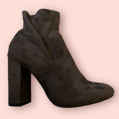 Women's Platform Ankle Booties, High Heel Suede Boots, A New Day, Slate Gray 6.5