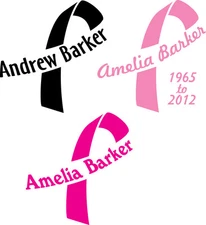Loving Memory - Personalized Cancer Awareness Ribbon Sticker Decal - Two Pieces