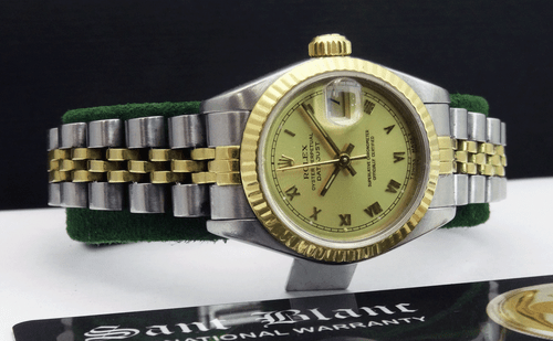 ROLEX Ladies 26mm 18kt Gold & SS DateJust Champagne Roman Dial 69173 SANT BLANC - Picture 4 of 5