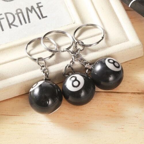 8 Resin Ball Key Ring NO.8 Key Chain Lucky Black 8 Keyring Billiards Keychain - Picture 1 of 12