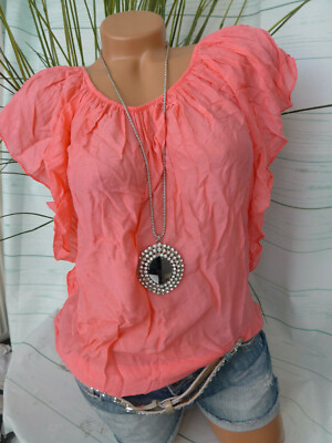 Heine Bluse Shirt Kurzarm Gr. 42 Pink Ton Seidenanteil (6260) NEU