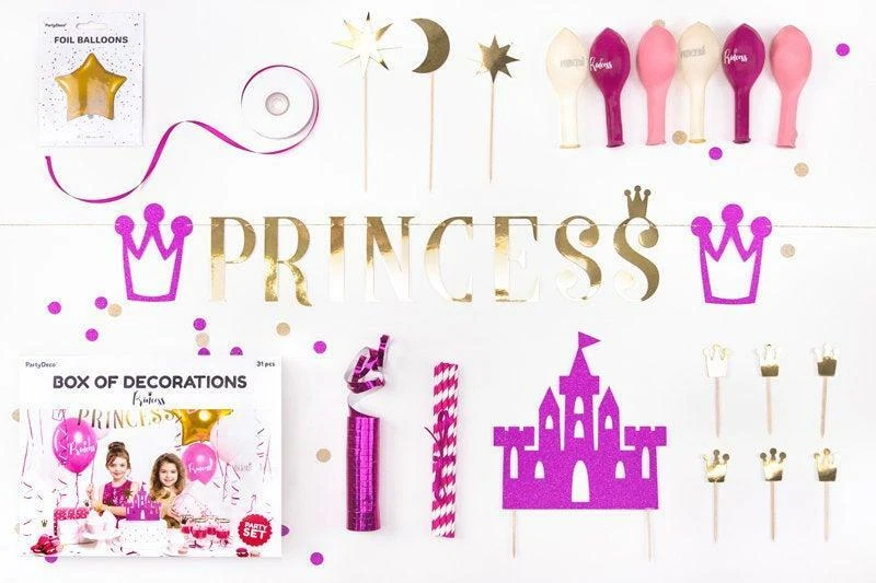 Caja de decoración de fiesta princesa - conjunto de decoraciones de fiesta de cumpleaños para niñas Foto 2 de 3