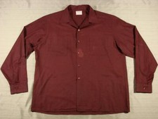 60's VTG McGregor Scotset L/S loop collar shirt X-Large XL burgundy 17-17.5