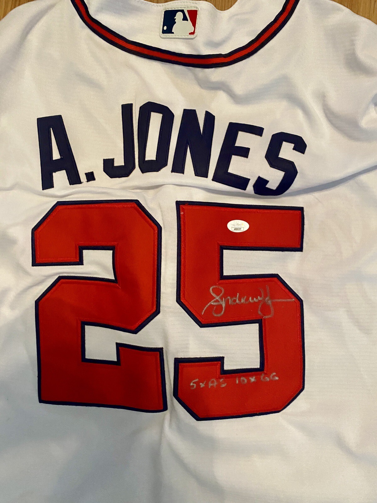 ANDRUW JONES #25 ATLANTA BRAVES 10X GG SIGNED AUTOGRAPH JERSEY JSA COA ...