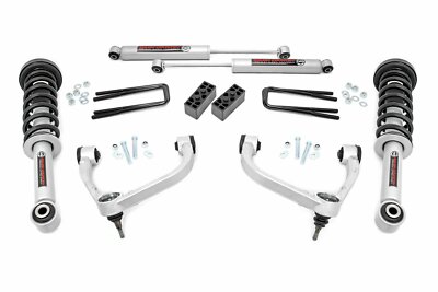 Rough Country 4d F150 3'' Lift Kit w/Lifted Struts Upper Ctrl Arms 09-13 4wd