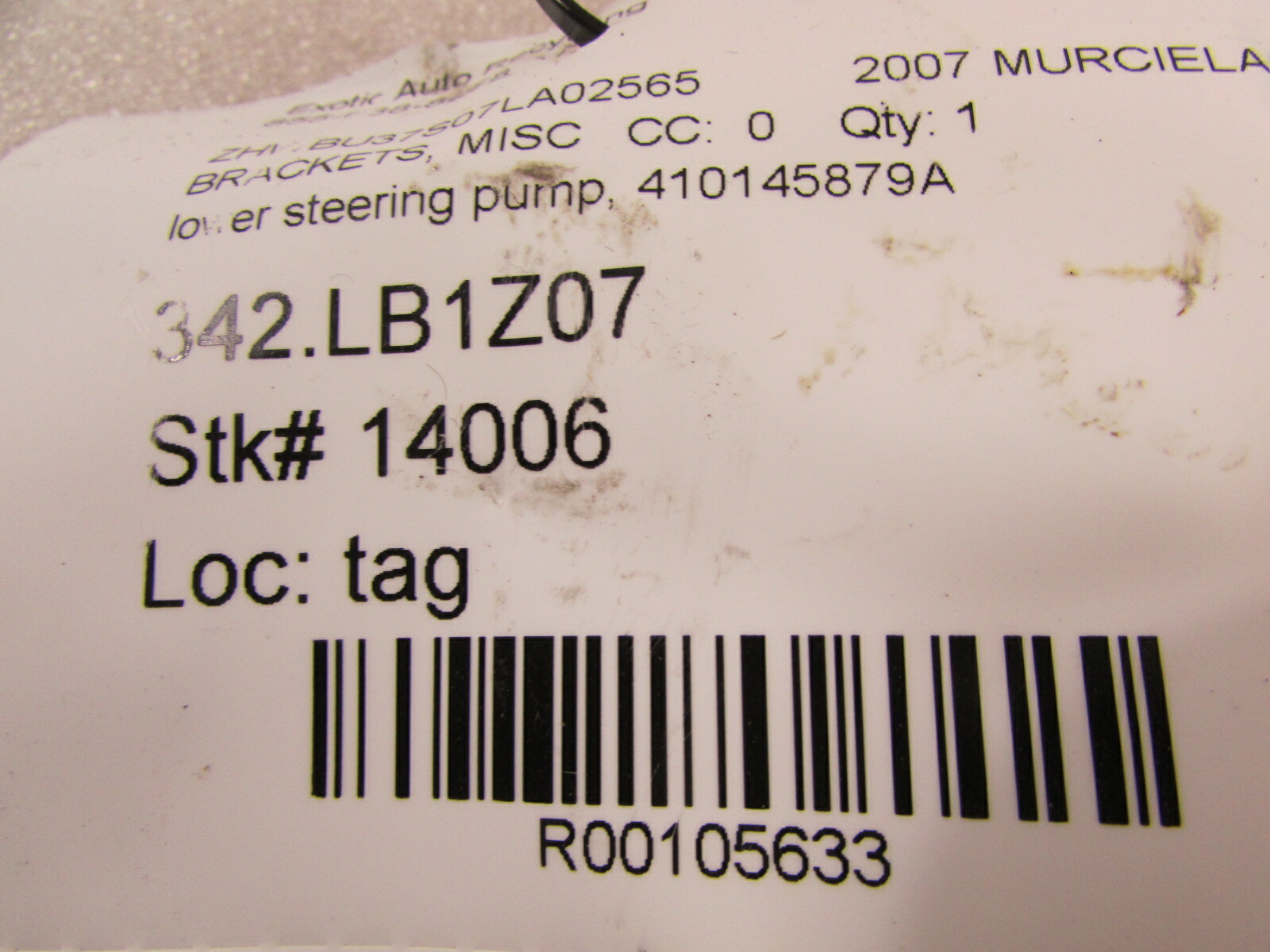 Lamborghini Murcielago, Lower Power Steering Pump Bracket, Used, P/N 410145879A