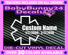 star of life EMT paramedic in memory memorial custom Vinyl Decal Sticker Car