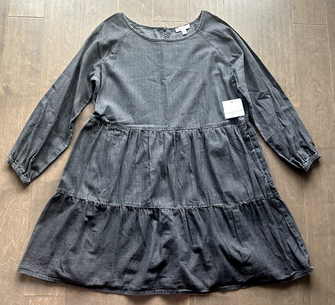 beach lunch lounge shirt dress Beach Lunch Lounge Lidia Tiered Shirt Dress Black Long Sleeve Women's Size  XL
