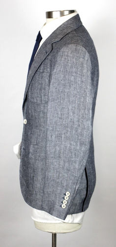 $5495 Brunello Cucinelli Suit 36 R Men's Slate Blue Herringbone Hemp Linen NWT - Picture 10 of 15