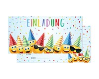 12 Einladungskarten Party Emoji, Geburtstagseinladung Kinder Smiley Emoji