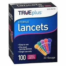 TRUEplus Universal Twist Top 33 Gauge Lancets - Box 100