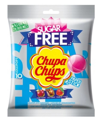 Chupa Chups Zuckerfrei 10 Lutscher 110g Zuckerfrei Kirsche Cola Erdbeere