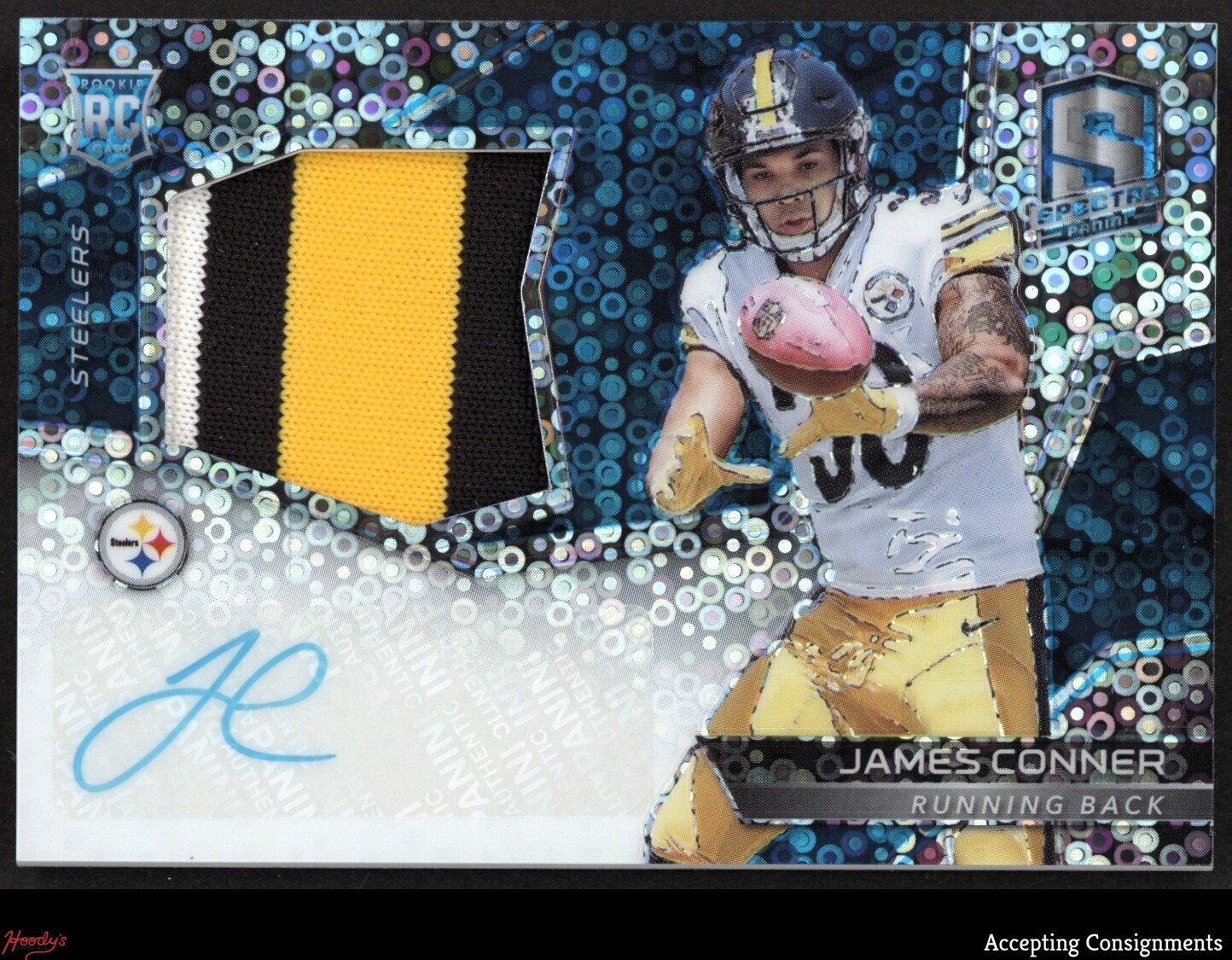 2017 Panini Spectra Neon Blue #218 James Conner RC ROOKIE PATCH AUTO RPA 17/75