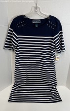Karen Scott Sport Intrepid Blue/White Striped T-Shirt Dress Women's Size S w/Tag