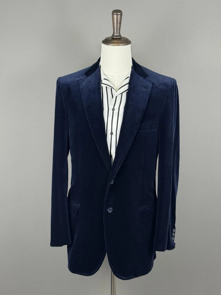 Increíble Blazer Abrigo Deportivo Brioni Elástico Algodón Terciopelo Azul Oscuro 42US 52IT LARGO Foto 3 de 4