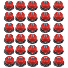 30 Pack 3 Inch Wire Cup Brush for Angle Grinders - 5/8 Inch Arbor, Knotted Wire