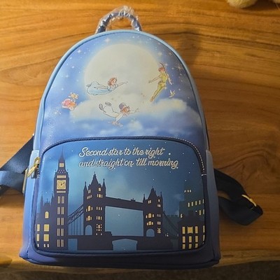 Loungefly Disney Peter Pan Second Star to the Right Glow Mini Backpack NWT