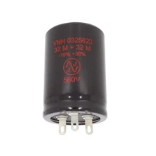 JJ Electronic 32+32uF/560V, dual electrolytic capacitor, solder lugs, ø35x