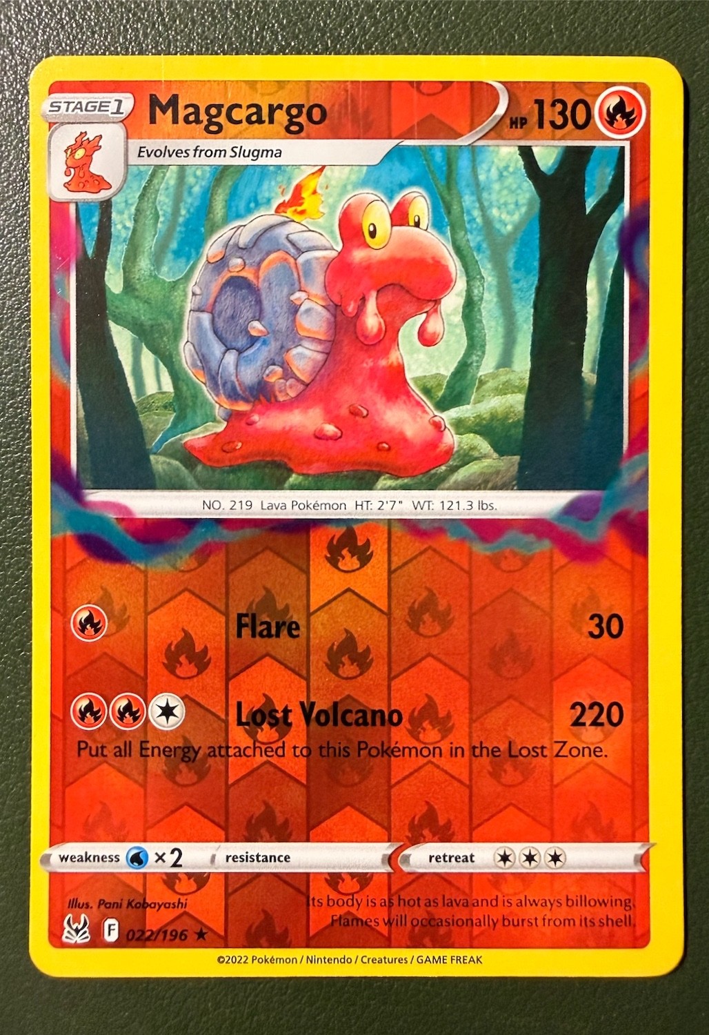 Pokemon TCG Magcargo 22/196 Lost Origin SWSH11 Reverse Holo NM