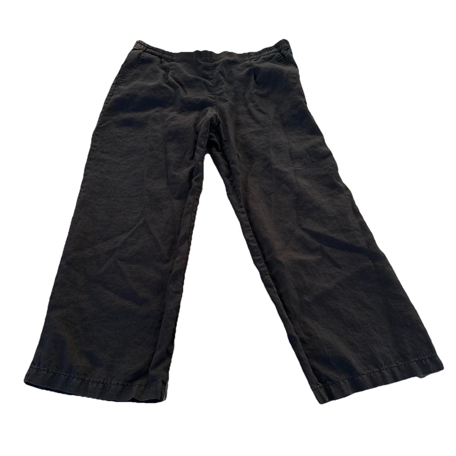 Linen Charter Club Pants Size Small Black Luxury Cropped Flowy Pull On