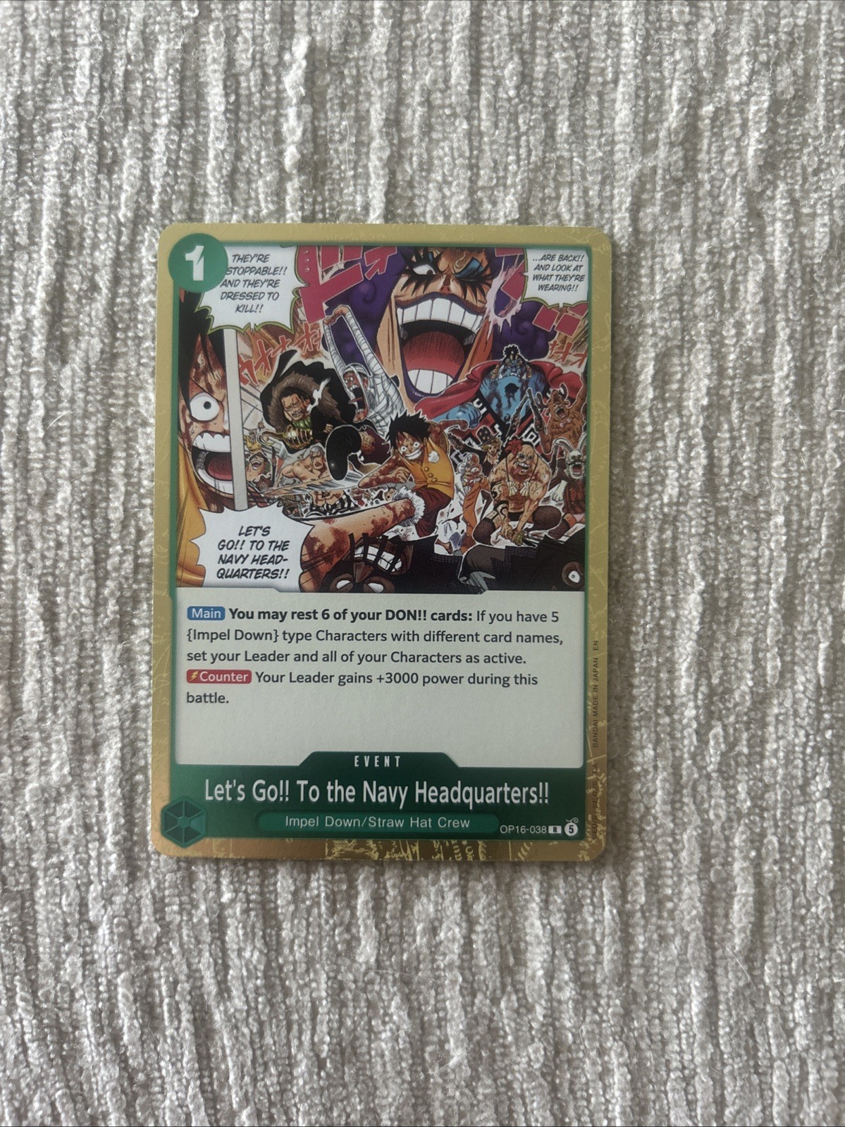 Let's Go!! To the Navy Headquarters.. OP16-038 Time of Battle One Piece Foil NM
