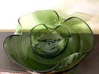 Vintage MCM Anchor Hocking green glass chip'n'dip bowl set (1 large, 1 small)