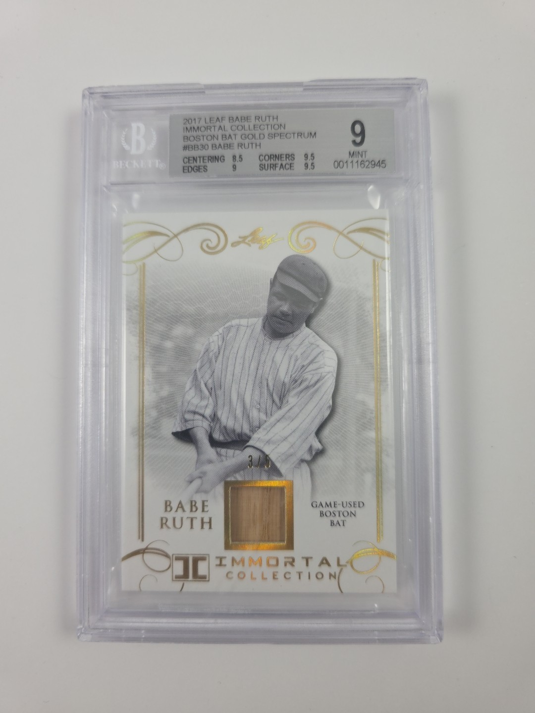 2017 Leaf Immortal Collection Babe Ruth Game Used Bat #BB-30 Gold 3/5