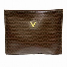 Valentino V Motif Pvc Clutch Bag Men Bronze One Size
