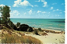 Postal de colección - Indiana Dunes State Park Chesterton Cabin playa y arena