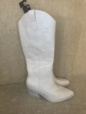 Madden NYC Boots Women 9 Ivory Embroidered Tall Western Country Cowgirl Rodeo