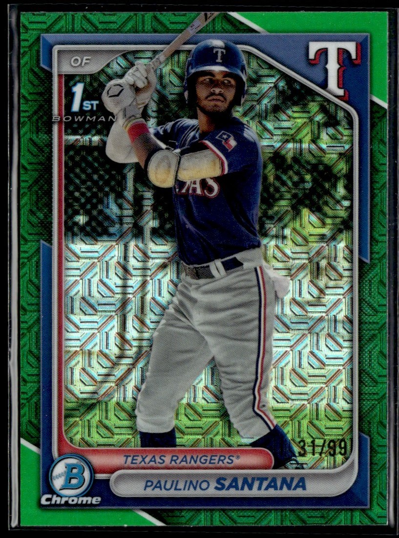 2024 Bowman Chrome 1st Green Paulino Santana /99 Texas Rangers #BCP-245