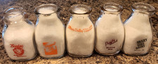 Lot of 5 Vintage Half Pint Square Milk Bottles